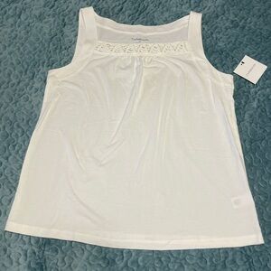 NWT Croft & Barrow Woman’s Sz L Tank Top White Relaxed Fit Cotton Blend Stretch